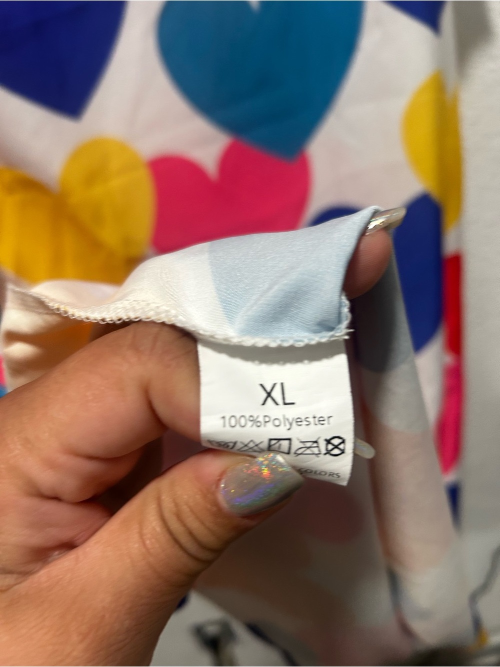 Source Unknown White Midi Dress with Multicolor Heart Print - Picture 3 of 3